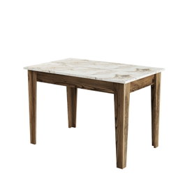 Hanah Home Mesa de Cocina 506 Nogal, Blanco - Mesa de Cocina de Melamina Duradera con Amplio Almacenamiento